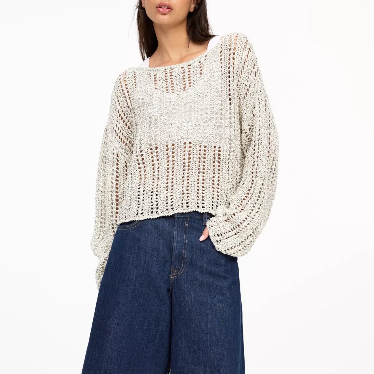Open knit cropped sweater