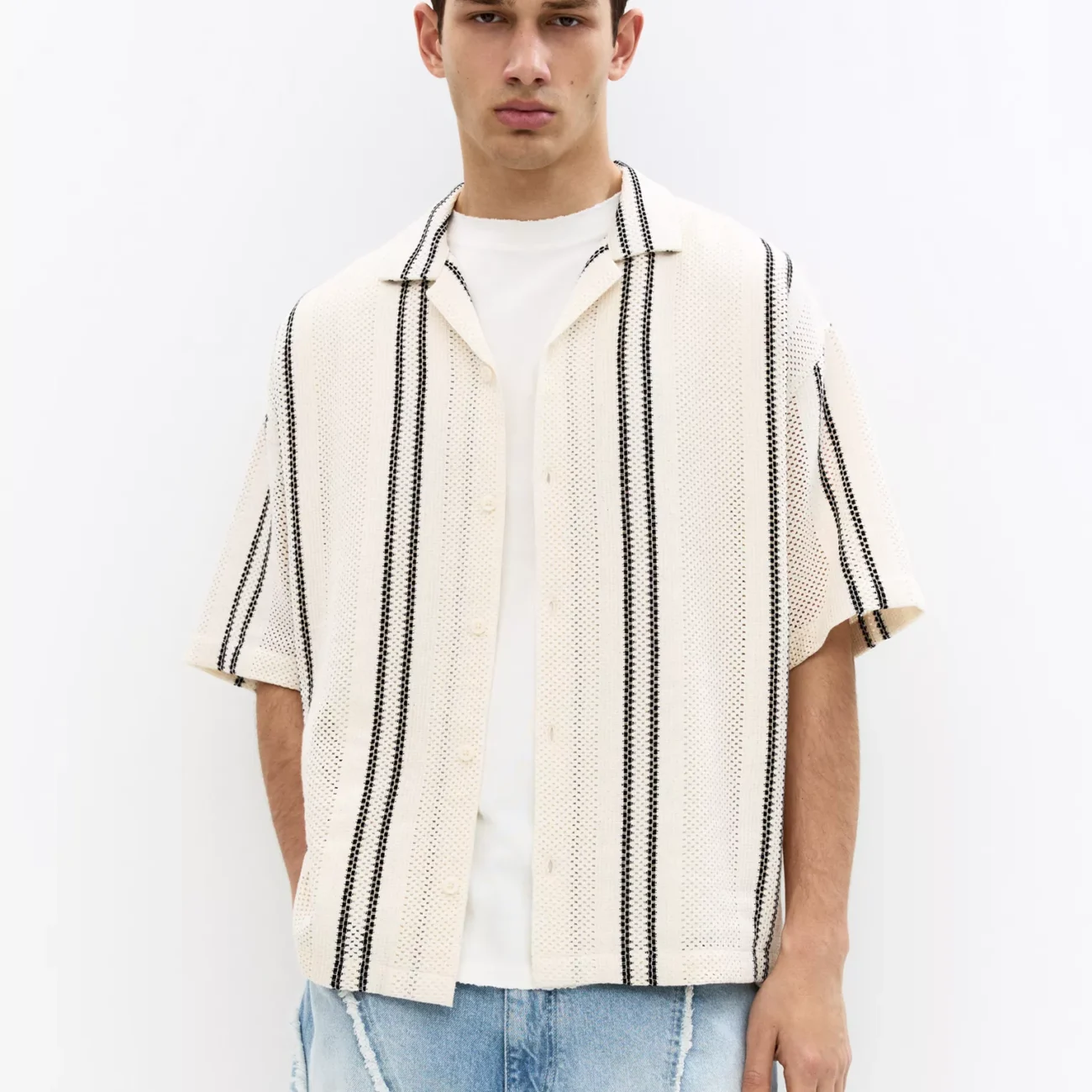 Striped crochet shirt