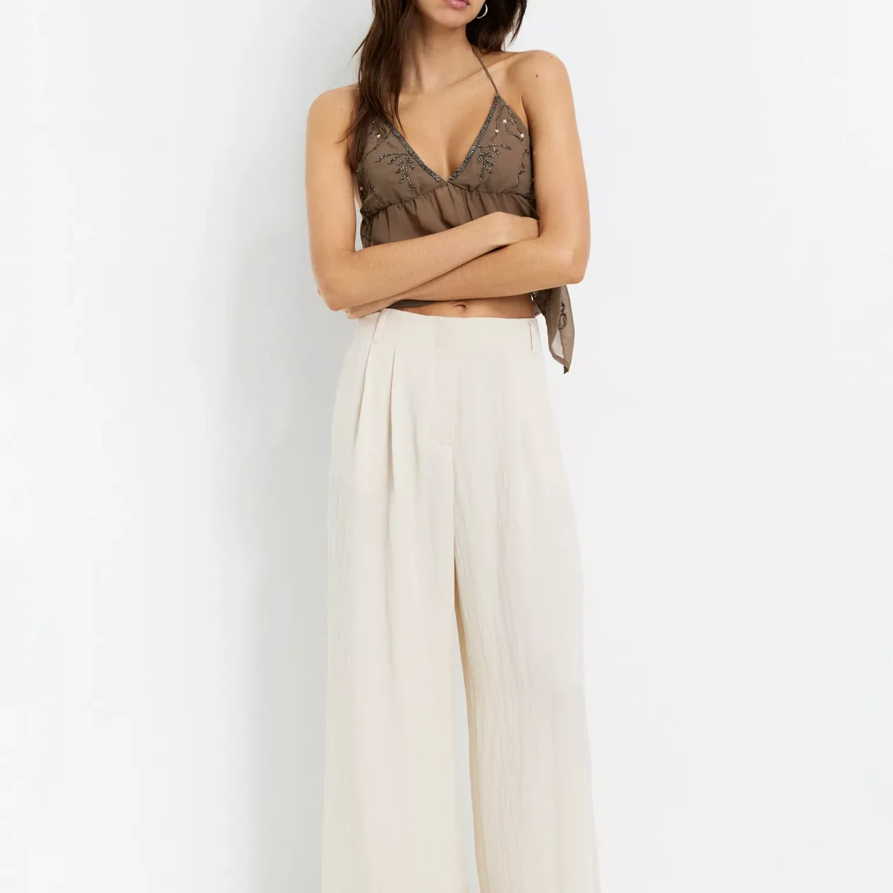 Darted smart trousers Cream